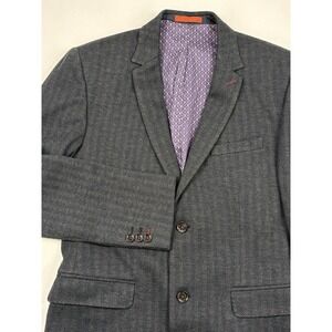Ted Baker Black/Gray Herringbone Cotton/Viscose Sport Coat Geometric Lining 36R